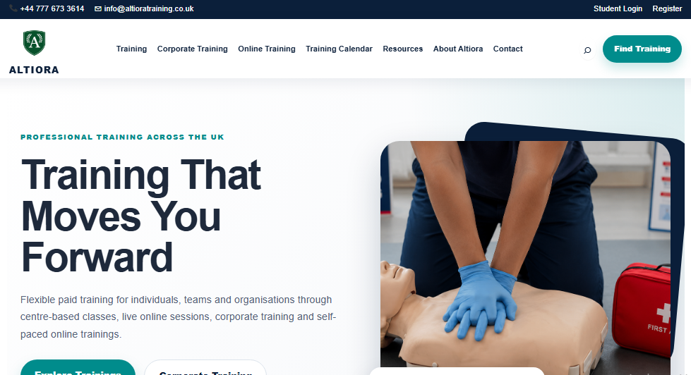 Altiora Training website designed by AOCHRIS