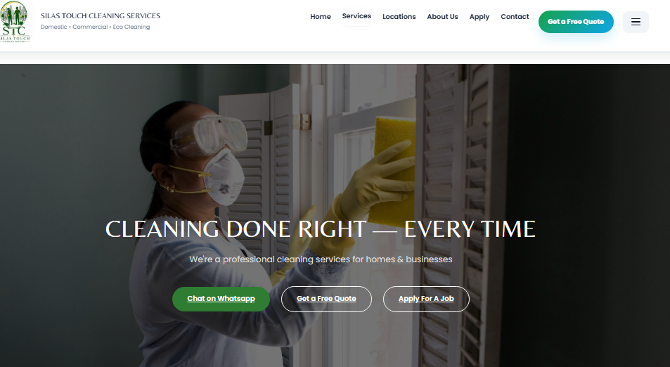 Silas Touch Cleaning Services website developed by AOCHRIS